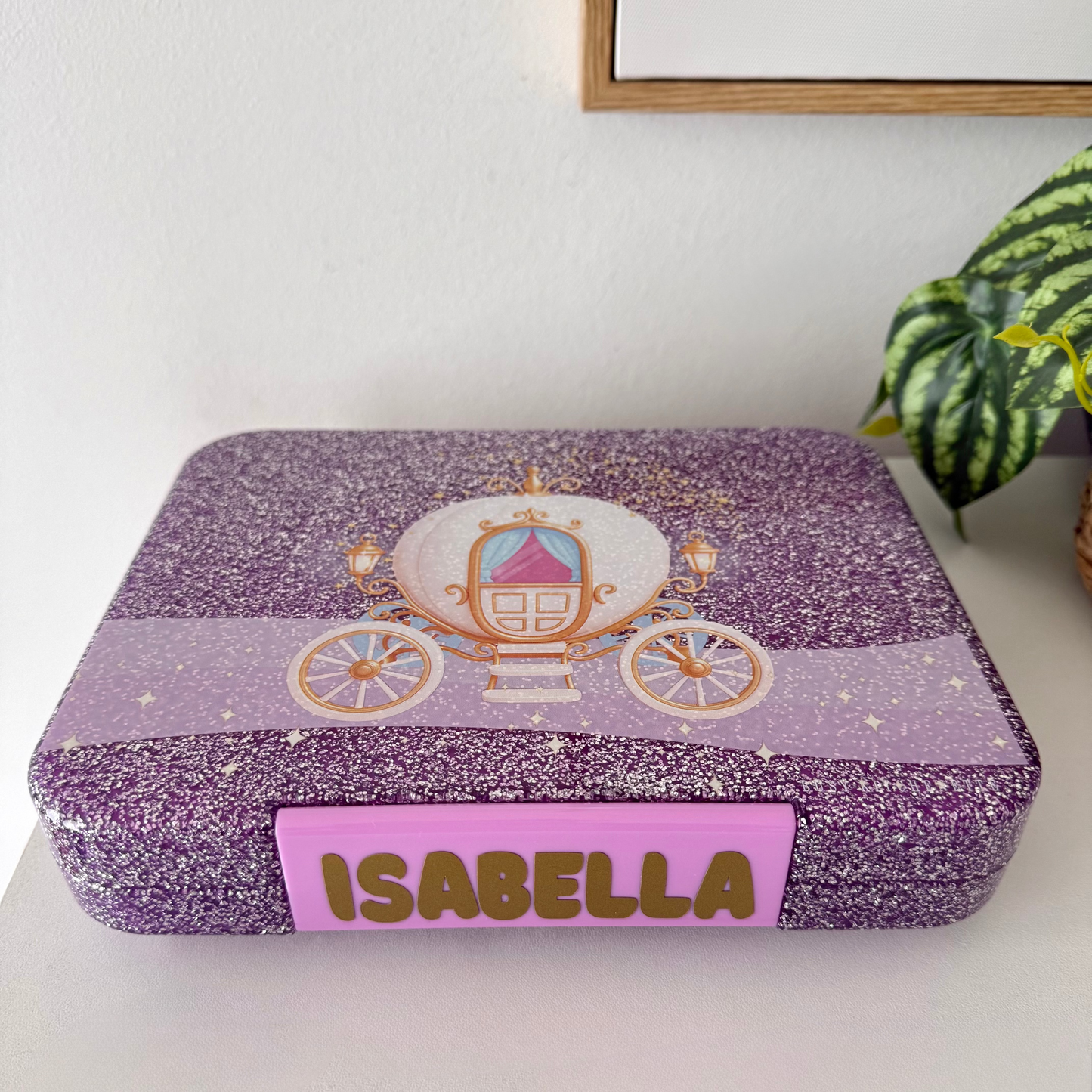 Princess Carriage BPA-Free Glitter Large Bento Lunch box
