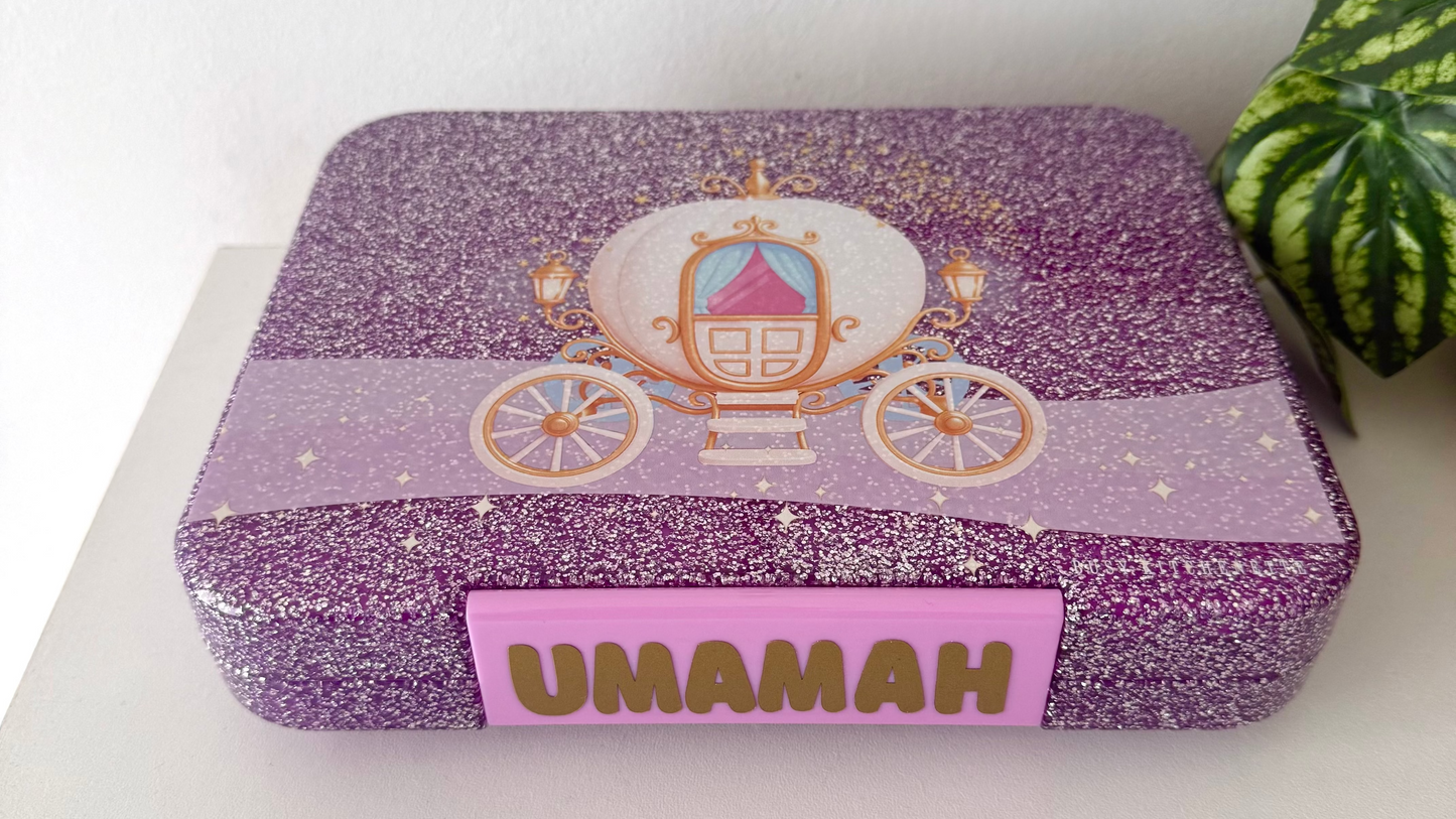 Princess Carriage BPA-Free Glitter Large Bento Lunch box