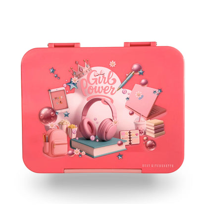 Girl-Power BPA-Free Pink Large Bento Lunch Box