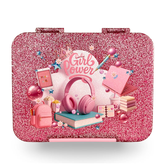 Girl-Power BPA-Free Pink Glitter Large Bento Lunch Box