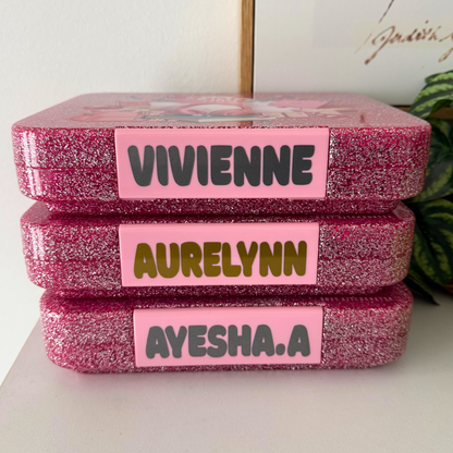 Girl-Power BPA-Free Pink Glitter Large Bento Lunch Box